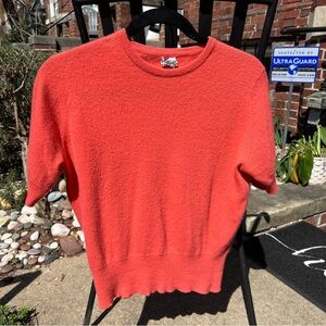 Vintage Ballantyne 100% Cashmere Coral Short Sleeve Sweater